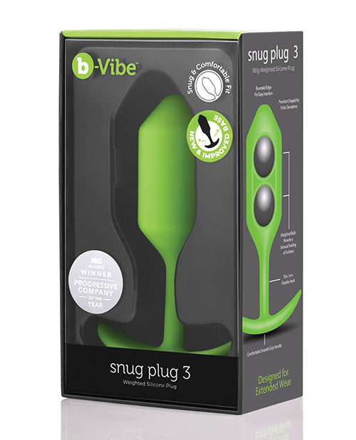 B-Vibe Weighted Snug Plug 3 - 180 g Lime