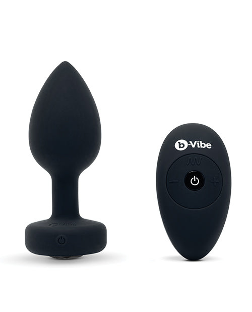 B-Vibe Remote Control Vibrating Jewel Plug (M/L) - Black