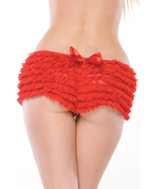 Ruffle Shorts w/Back Bow Detai Red O/S