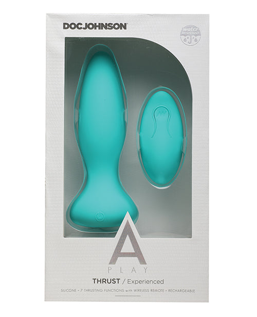 A Play Thrust Experienced Rechargeable Silicone Anal Plug w/Remote - Teal