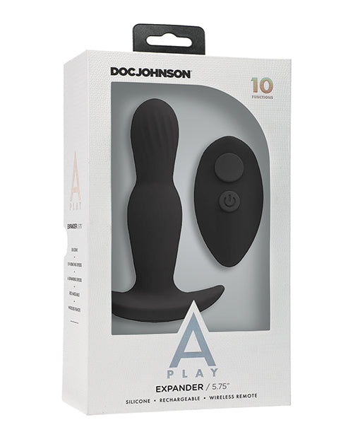 A Play Expander Rechargeable Silicone Anal Plug w/Remote - Black