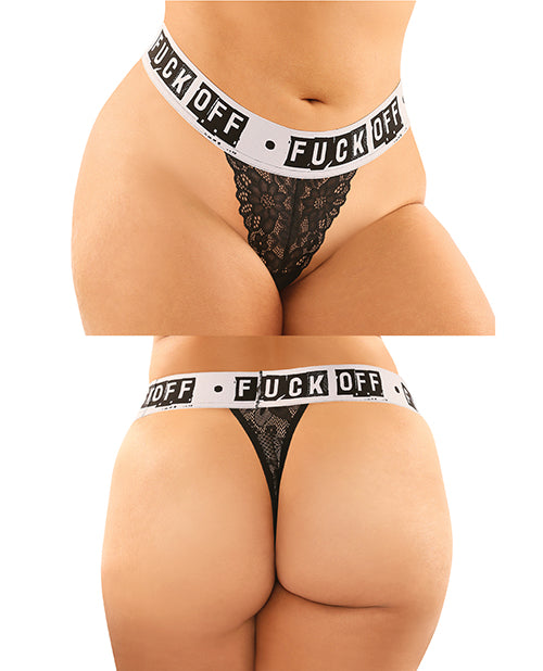 Vibes Buddy Fuck Off Lace Boy Brief & Lace Thong Black QN