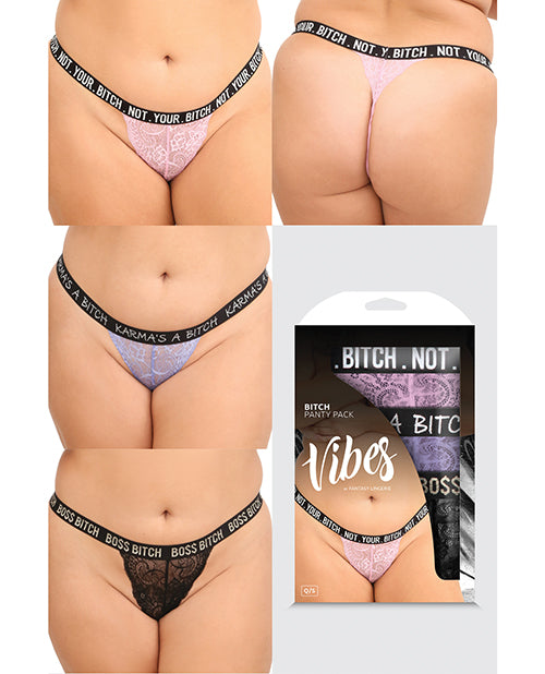 Vibes Bitch 3 Pack Lace Panty Assorted Colors QN