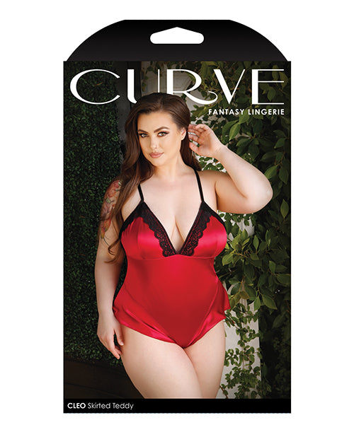 Curve Cleo Skirted Teddy w/Snap Crotch Red 3X/4X