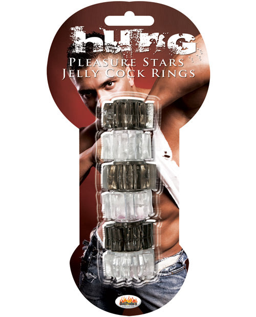 Hung Pleasure Stars Jelly Cock Rings - Black/Clear