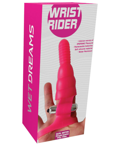 Wet Dreams Wrist Rider Finger Play Sleeve w/ Wrist Strap - Hot Pink