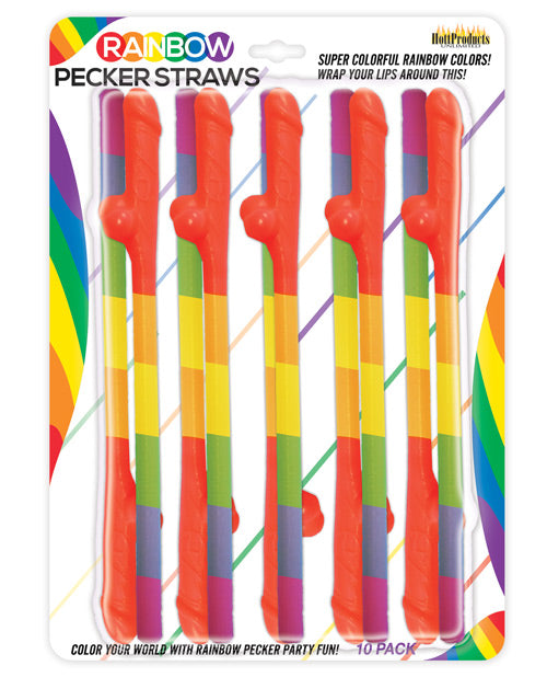 Rainbow Pecker Straws Pack of 10