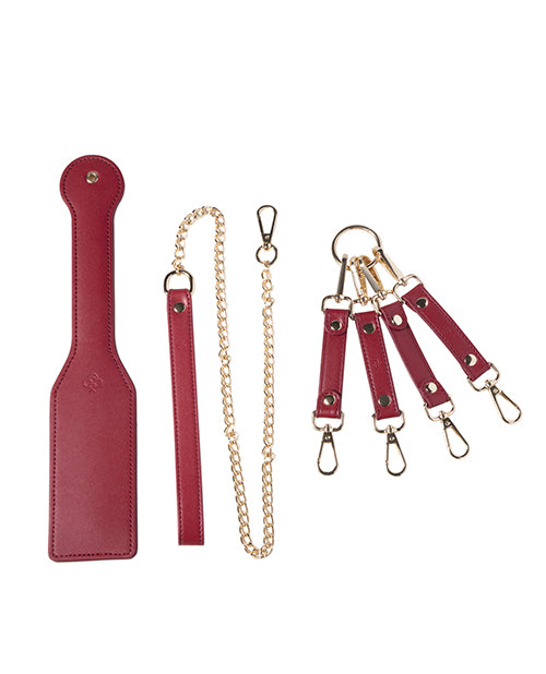 Kinky Play Box Red Passion 8 pc Set Bondage Kit - Red