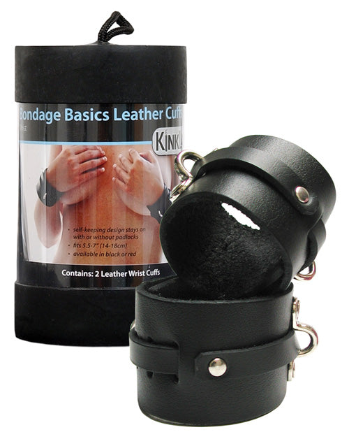 KinkLab Leather Wrist Cuffs - Black