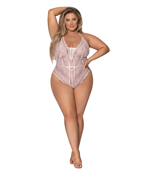 Seabreeze Strappy Back Teddy w/Snap Crotch Blush 2X