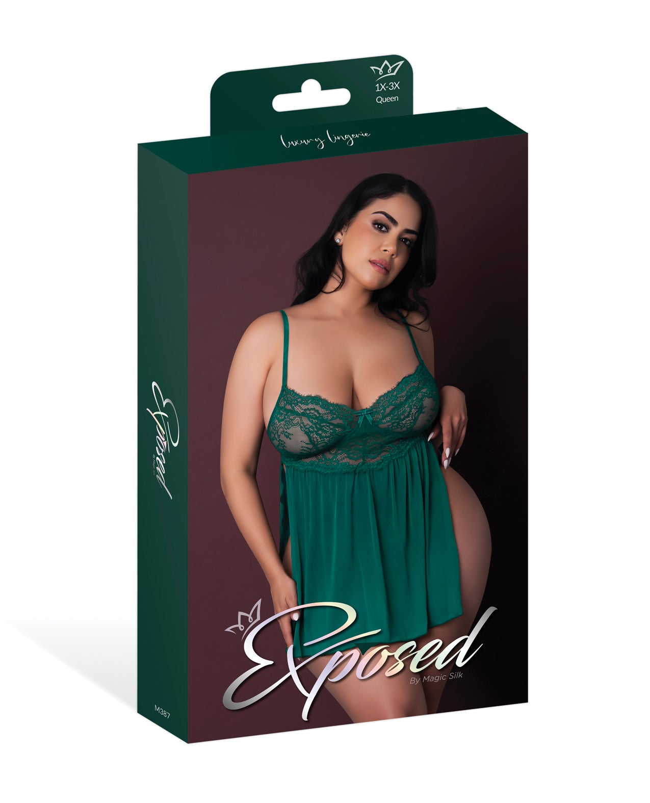 Evermore Babydoll w/Cheeky Panty 2 pc Set - Emerald QN