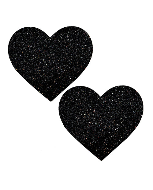 Neva Nude Black Malice Queen Status Glitter Heart Pasties - Black QN