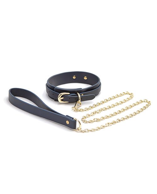 Bondage Couture Vinyl Collar and Leash - Blue