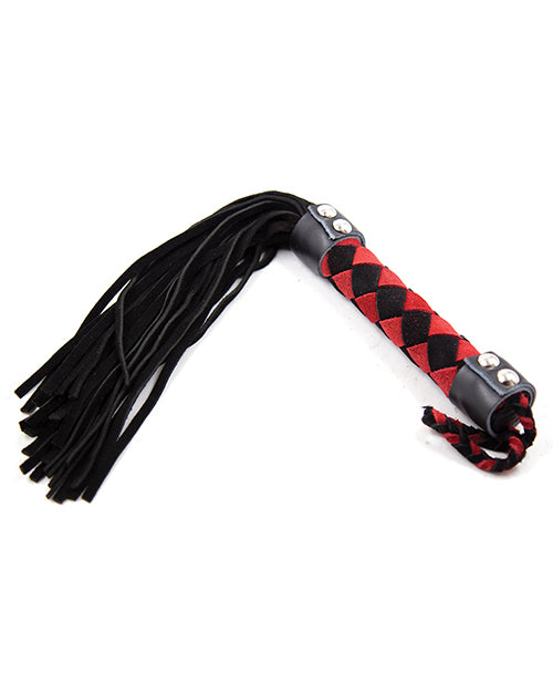 Plesur 15" Leather Flogger - Black/Red