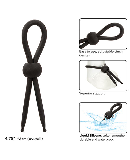 Alpha Liquid Silicone Lasso Cock Ring - Black