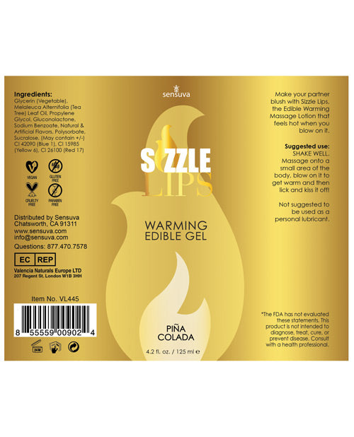 Sizzle Lips Warming Gel - 4.2 oz Pina Colada