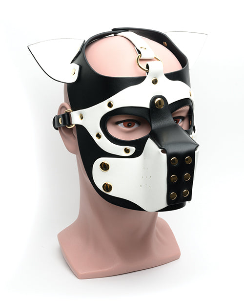 665 Bondage Pup Hood - O/S Black/White