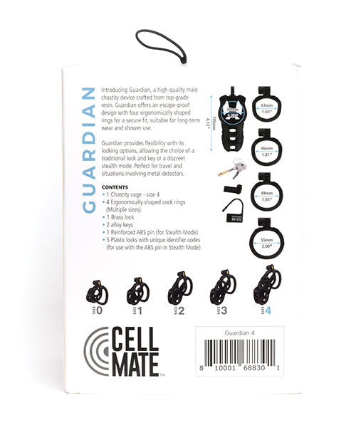 NO ETA Sport Fucker Cellmate Guardian Chastity Cage - Size 4 Black