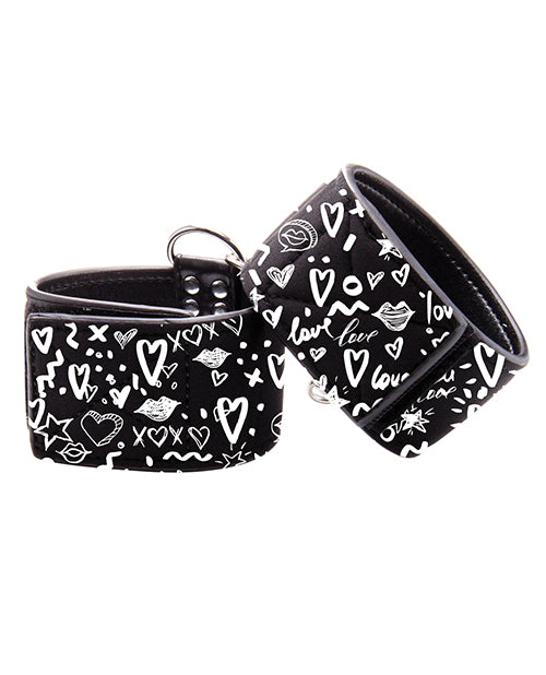 Shots Ouch Love Street Art Fashion Printed Ankle Cuffs - Black