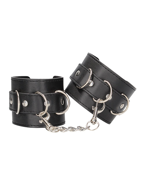 Shots Ouch Black & White Bonded Leather Hand/Ankle Cuffs - Black