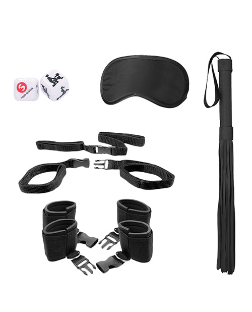 Shots Ouch Black & White Bed Post Bindings Restraint Kit - Black