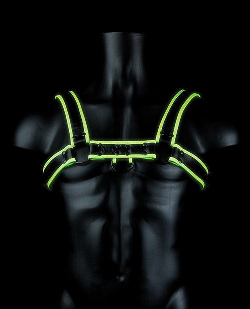 Shots Ouch Chest Bulldog Harness - Glow in the Dark L/XL