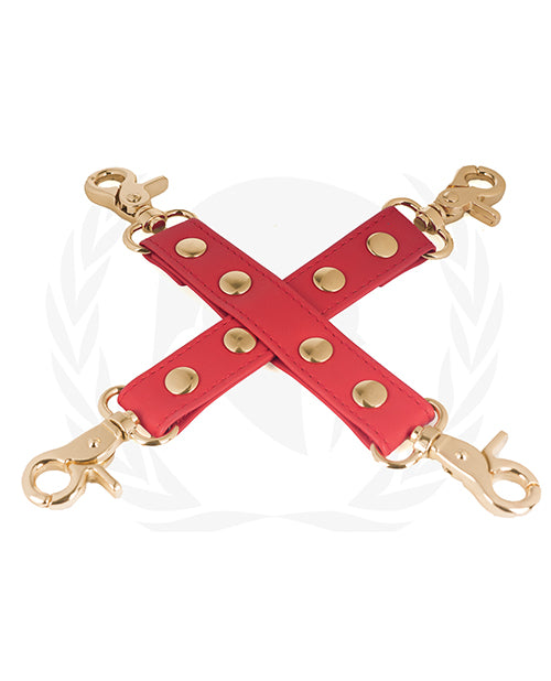 Spartacus PU Hog Tie w/Gold Hardware - Red