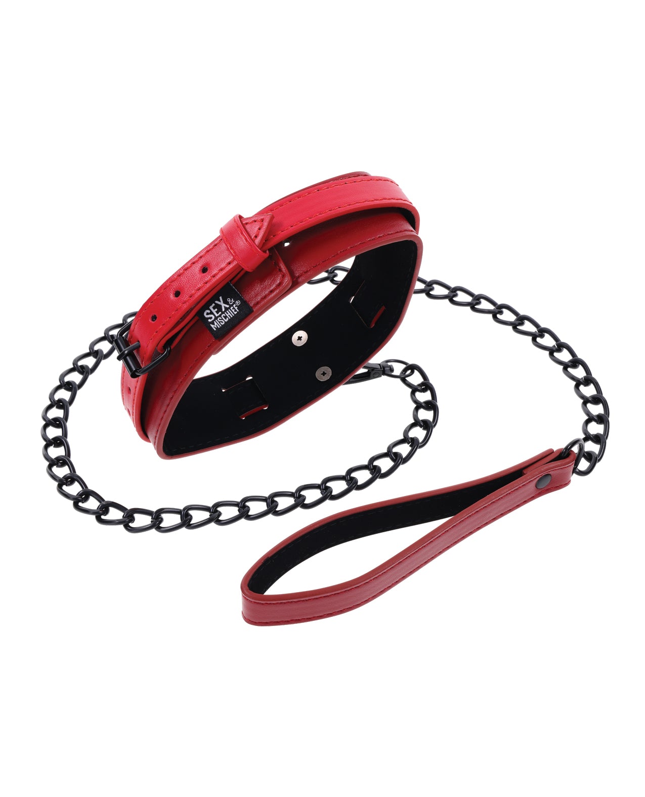 Sex & Mischief Ex's & Oh's Collar & Leash - Red/Black