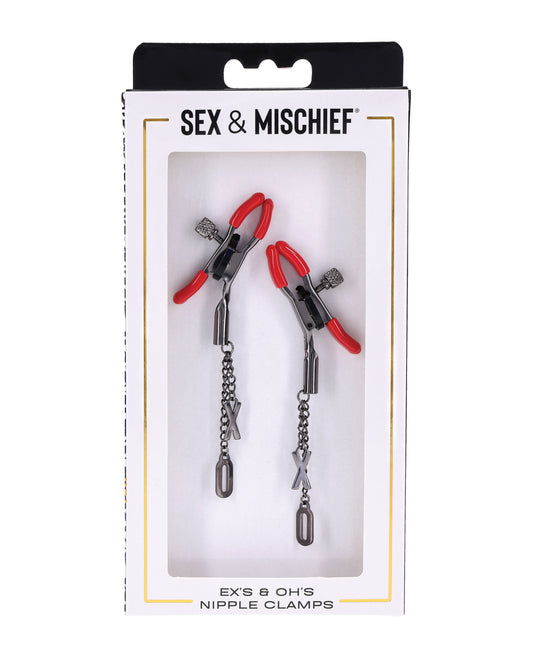 Sex & Mischief Ex's & Oh's Nipple Clmaps - Red/Black