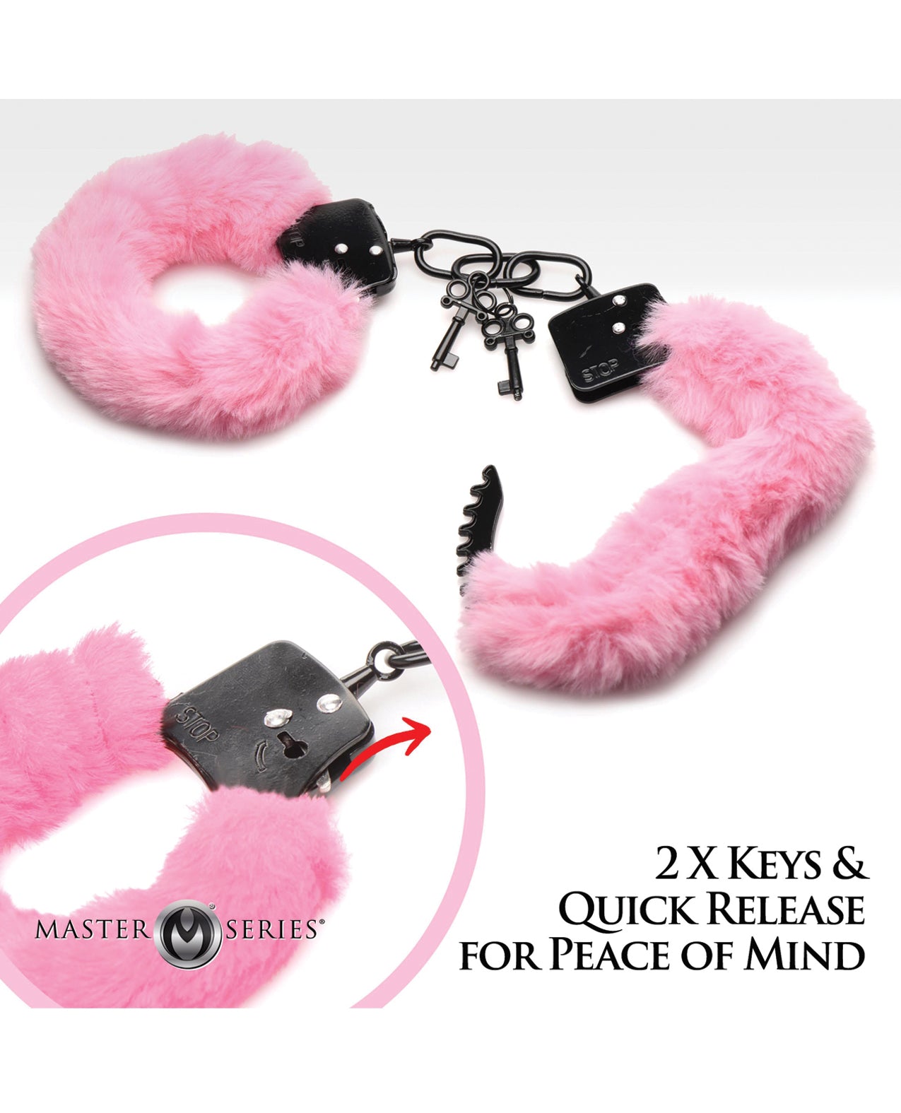 Master Series Cuffed in Furry Handcuffs - Pink