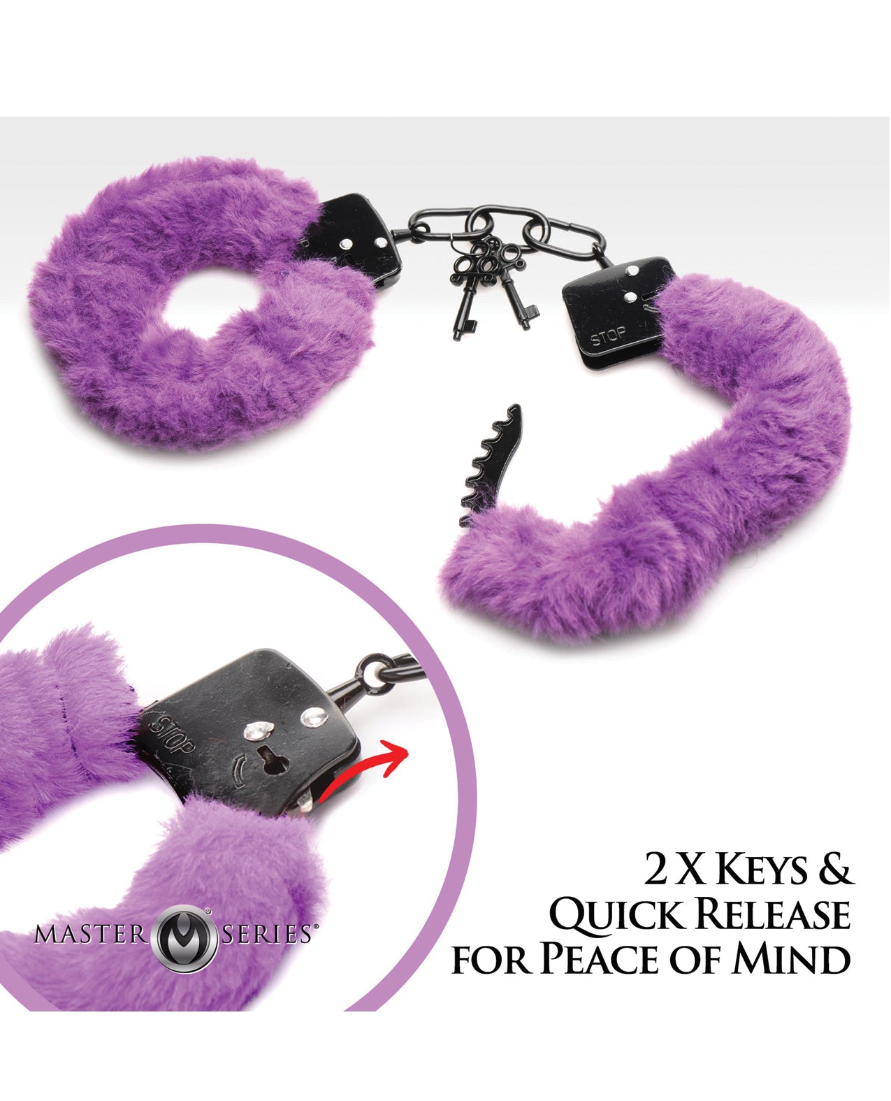 Master Series Cuffed in Furry Handcuffs - Purple