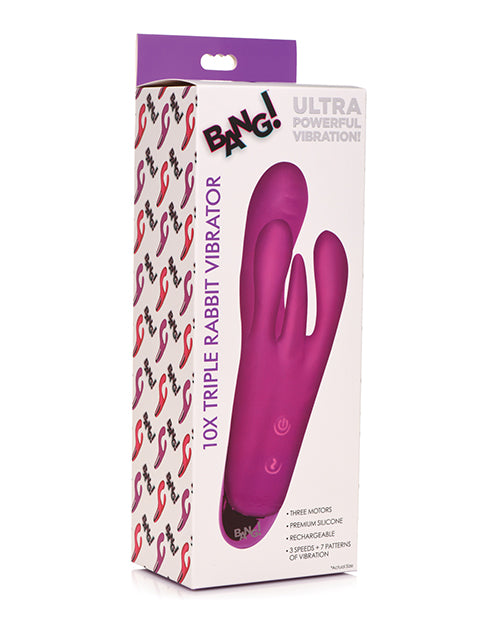 Bang! 10X Triple Rabbit Vibrator - Purple