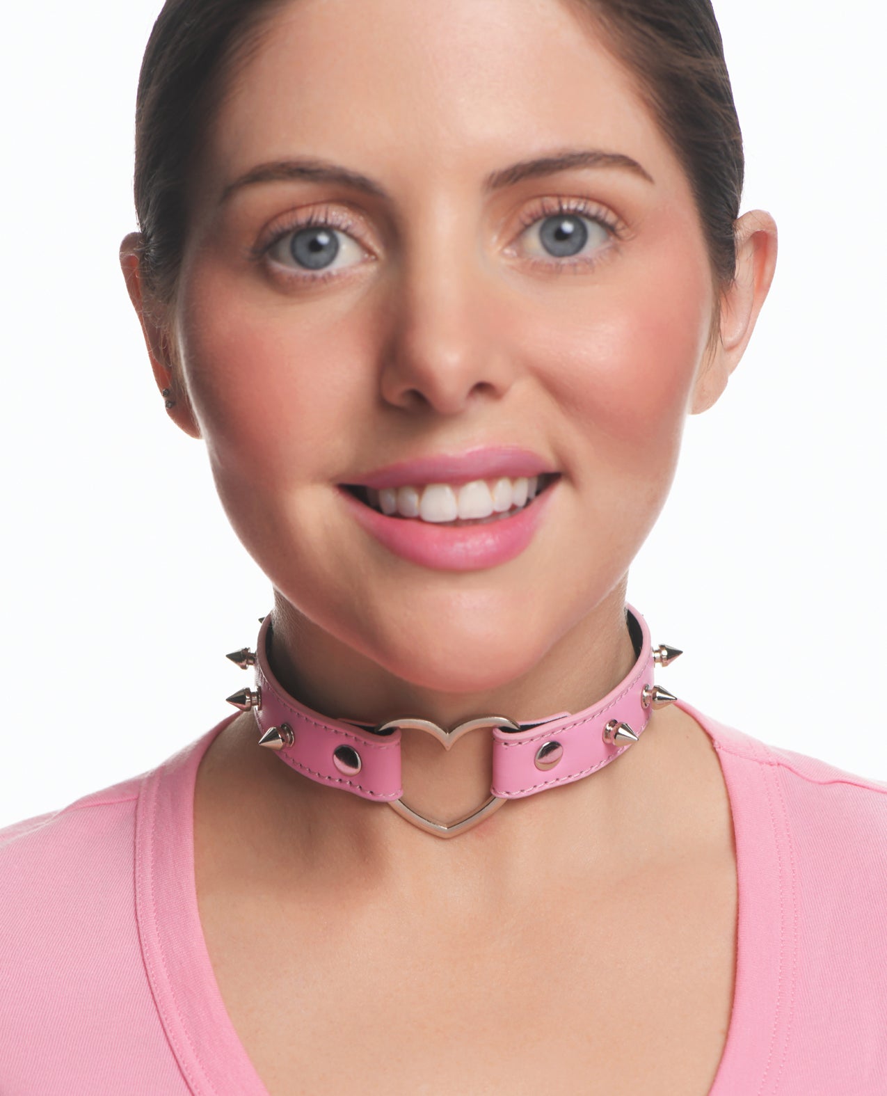 Master Series Spiked Heart Choker - Pink