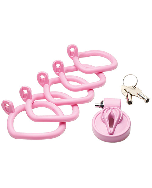 Master Series Pussification Vulva Locking Chastity Cage - Pink